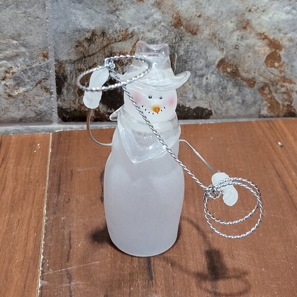 Vintage Christmas Around The World Wild Snowman with Lasso Frosted Glass - Picture 12 of 13